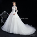  The latest and special luxury ivory white high neck sexy lace long sleeve beaded white dress wedding Manufactory